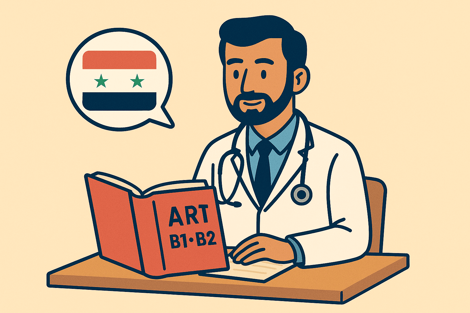 Karim, ein Arzt aus Damaskus, beim Deutschlernen